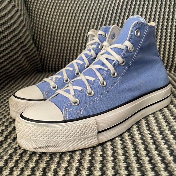 Converse platform hi top blue sneaker women’s shoe size 10 - Picture 3 of 11